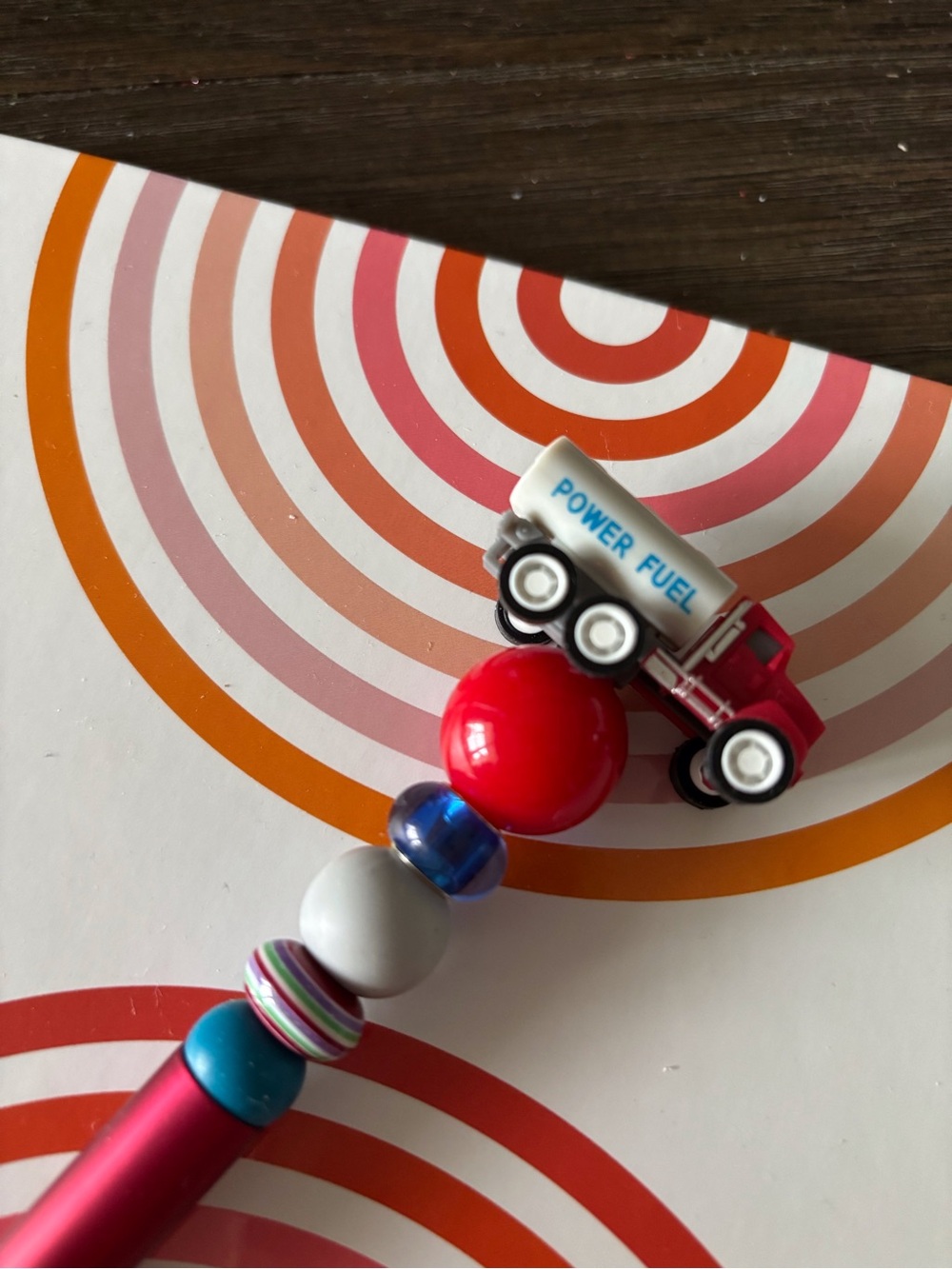 Large Trucks: Fuel Truck Handmade Beaded Pen